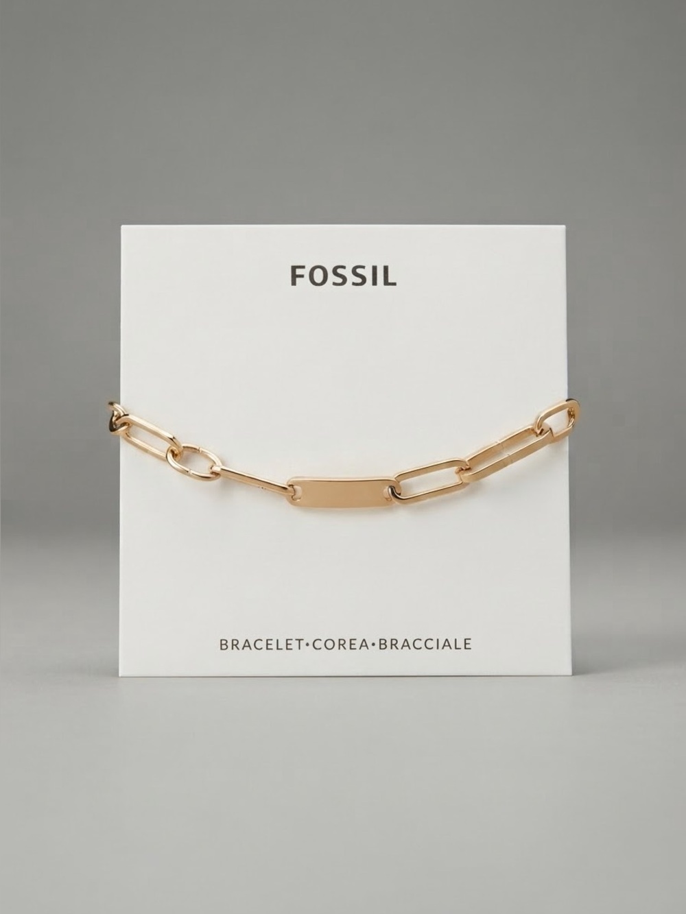 NWT Fossil Paperclip Link Bracelet Gold-Tone Size OS JAB54AST21